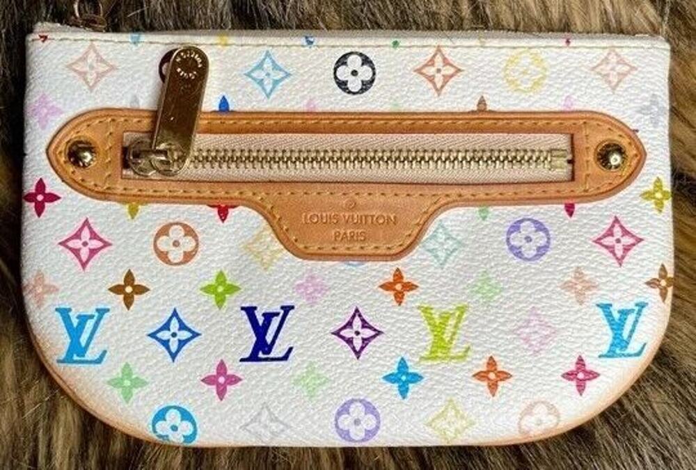 Authentic Louis Vuitton Multicolore Pochette MM Pouch White - date code# MI1066